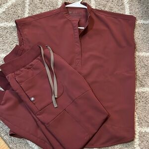 FIGS DARK CHERRY SCRUB SET